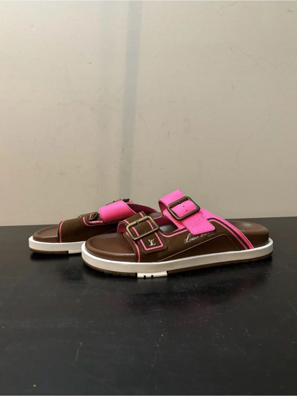 Louis Vuitton LV Trainer Mule Sandals Brown Pink